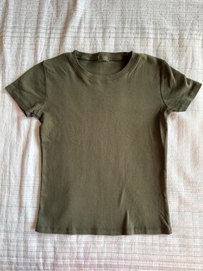Brandy Melville Olive Green Crew T-Shirt